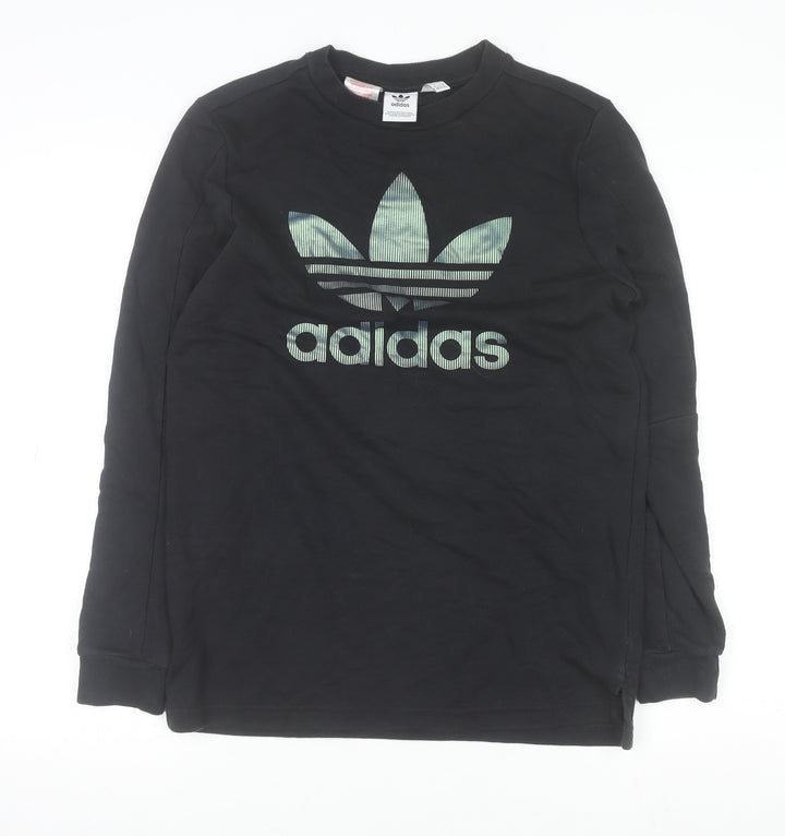 Adidas Boys Black Crew Neck Logo Pullover Sweatshirt 13-14 Years