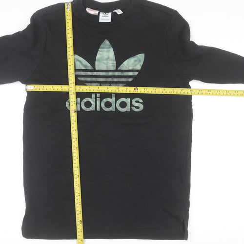 Adidas Boys Black Crew Neck Logo Pullover Sweatshirt 13-14 Years