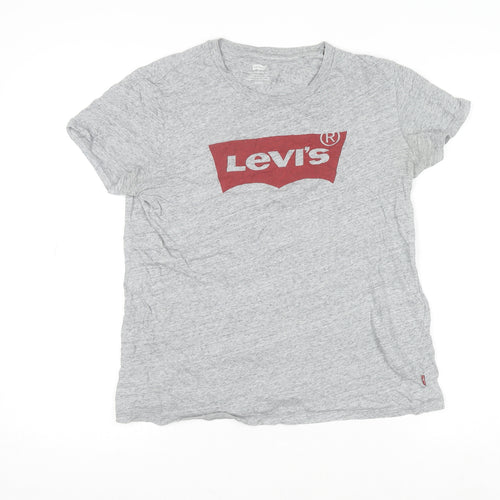 Levi's Womens Grey Logo T-Shirt Small Short Sleeve Crew Neck