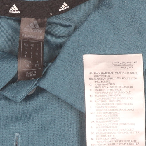 Adidas Men's Blue Collared Short Sleeve Polyester T-Shirt L