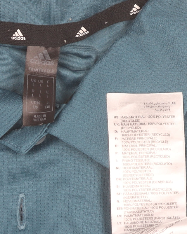 Adidas Men's Blue Collared Short Sleeve Polyester T-Shirt L