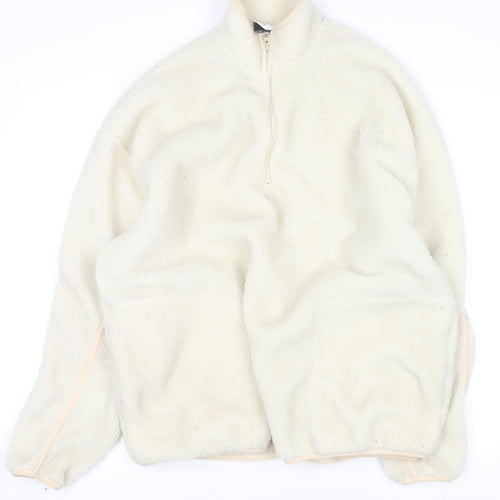 ASOS Design Women's Beige 1/2 Zip Fleece Pullover Sweatshirt M