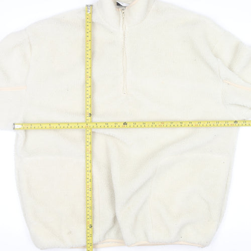 ASOS Design Women's Beige 1/2 Zip Fleece Pullover Sweatshirt M