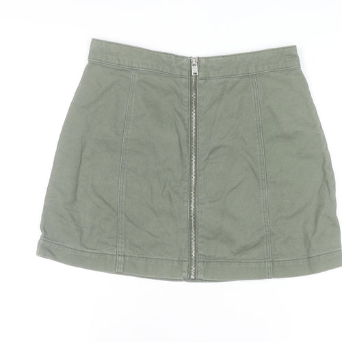H&M Divided Women's Green Cotton Short Zip Skirt Size 10