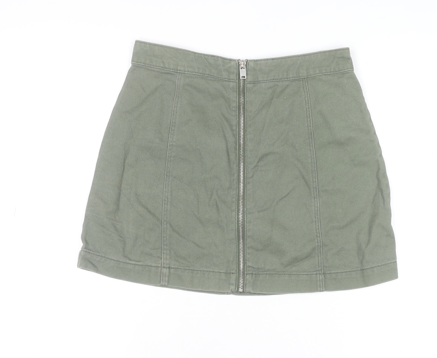 H&M Divided Women's Green Cotton Short Zip Skirt Size 10