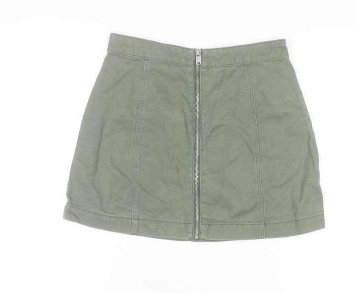 H&M Divided Women's Green Cotton Short Zip Skirt Size 10