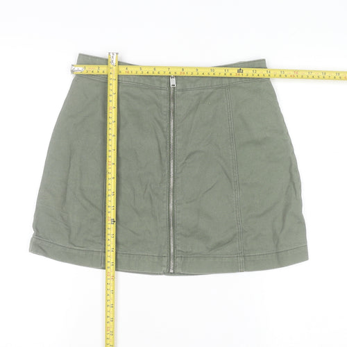 H&M Divided Women's Green Cotton Short Zip Skirt Size 10