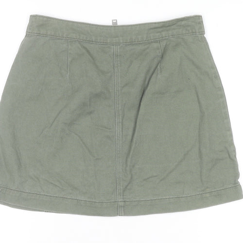 H&M Divided Women's Green Cotton Short Zip Skirt Size 10