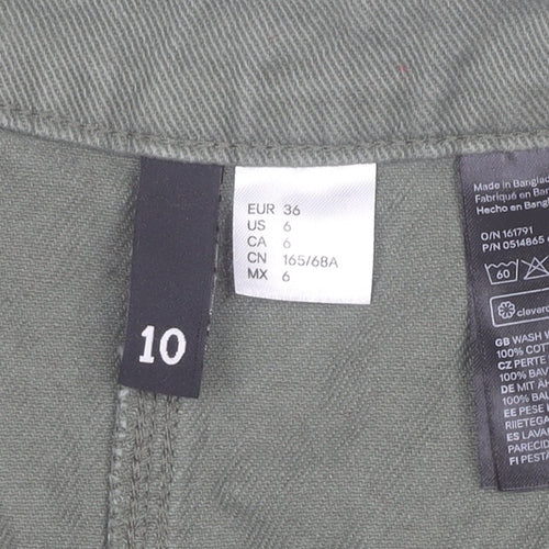 H&M Divided Women's Green Cotton Short Zip Skirt Size 10