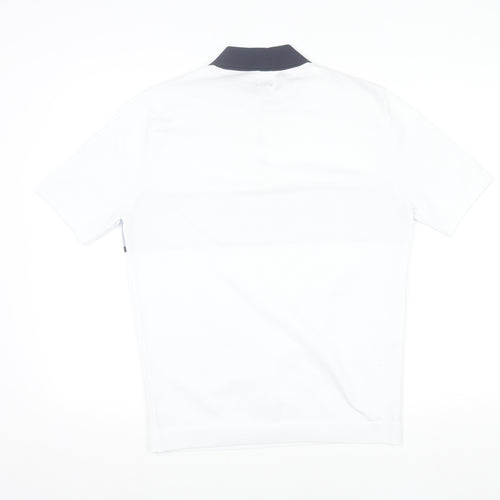 River Island Men's White 1/4 Zip Polo Shirt Size M Regular Fit