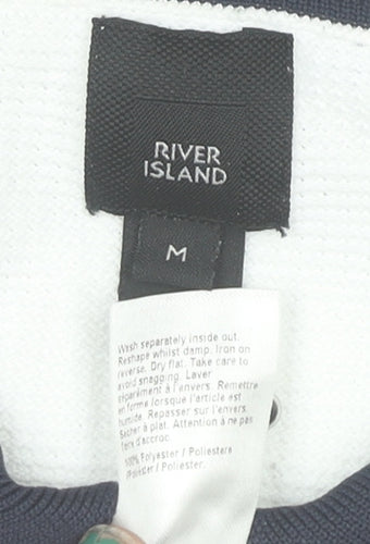 River Island Men's White 1/4 Zip Polo Shirt Size M Regular Fit
