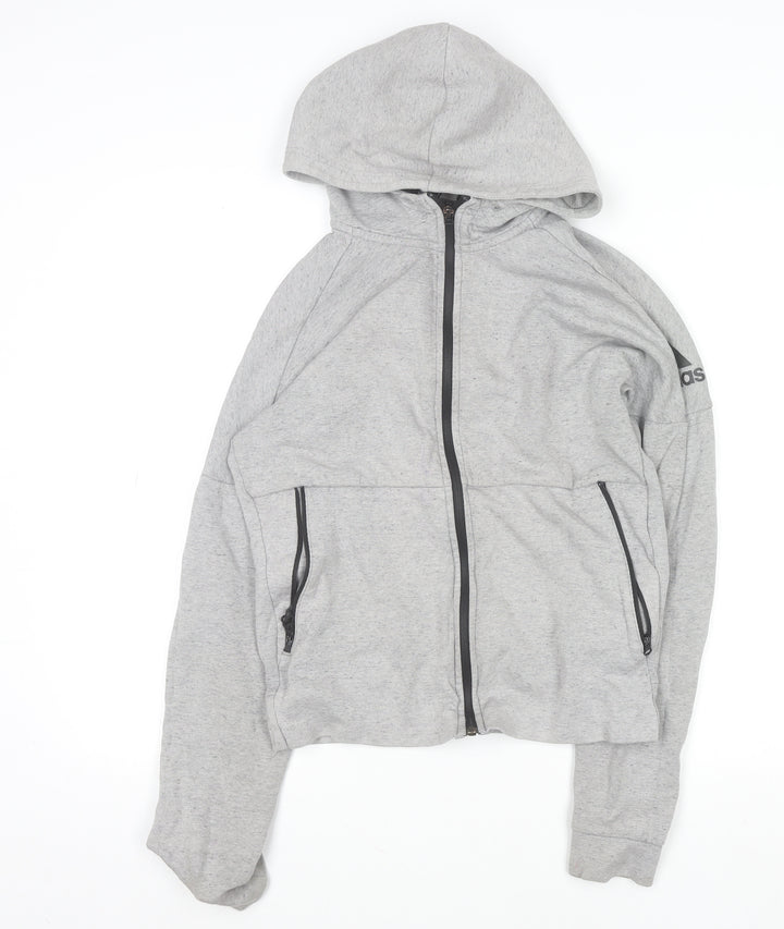 Adidas Men's Grey Full Zip Hoodie XS Regular Fit