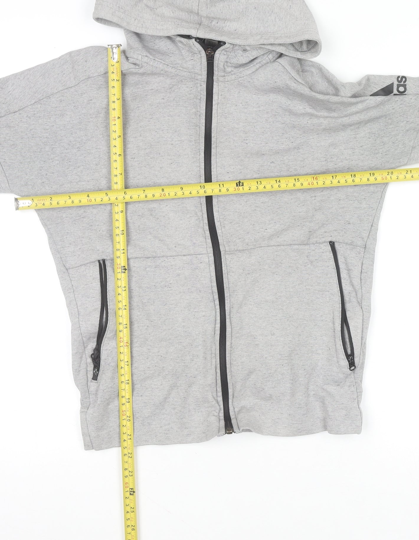 Adidas Men's Grey Full Zip Hoodie XS Regular Fit