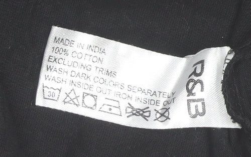 R&B Girls Black 7-8 Years Cotton T-Shirt Dress with Graphic Print