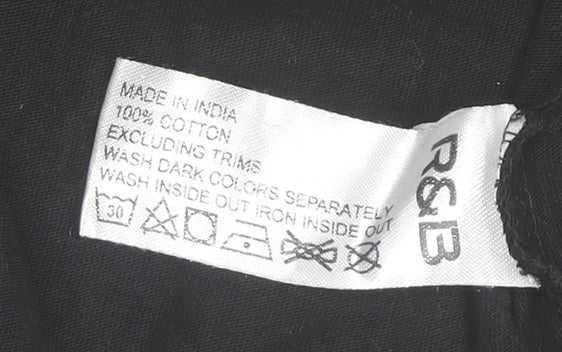 R&B Girls Black 7-8 Years Cotton T-Shirt Dress with Graphic Print