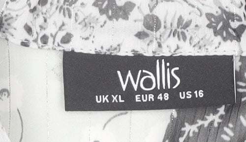 Wallis Womens Black Floral Chiffon Tunic Blouse Size XL