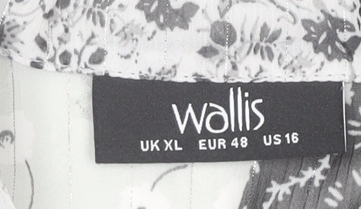 Wallis Womens Black Floral Chiffon Tunic Blouse Size XL