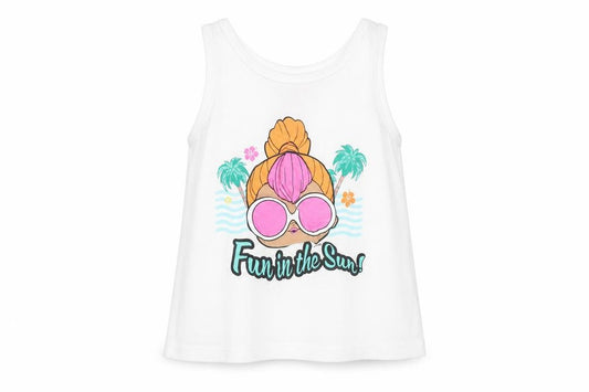 Primark Girls White Fun in the Sun Tank Top 3-4 Years Summer Jersey