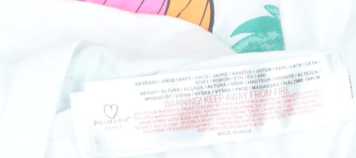 Primark Girls White Fun in the Sun Tank Top 3-4 Years Summer Jersey