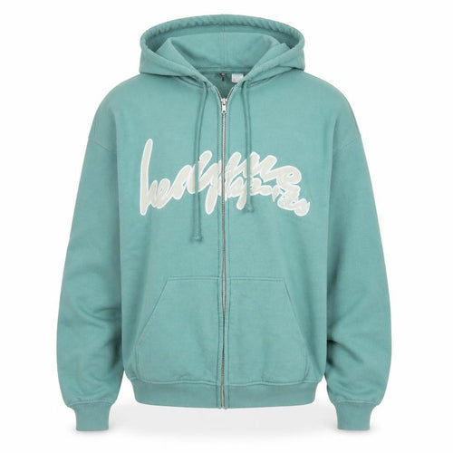 H&M Divided Men's Green Full Zip Hoodie Size L Logo Sports Style