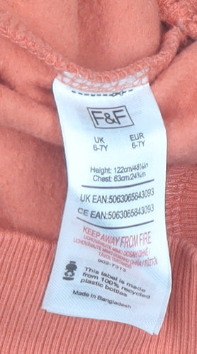 F&F Girls Orange Graphic Pullover Sweatshirt 6-7 Years Always Cool To Be Kind