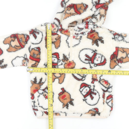 Dunnes Stores Unisex Baby Ivory Fleece Christmas Hooded Jumper 18-24 Months