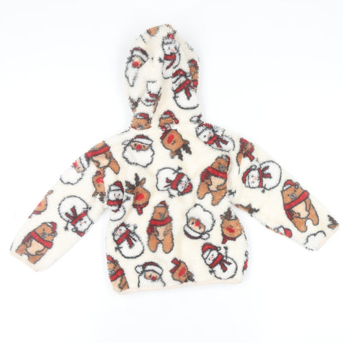 Dunnes Stores Unisex Baby Ivory Fleece Christmas Hooded Jumper 18-24 Months