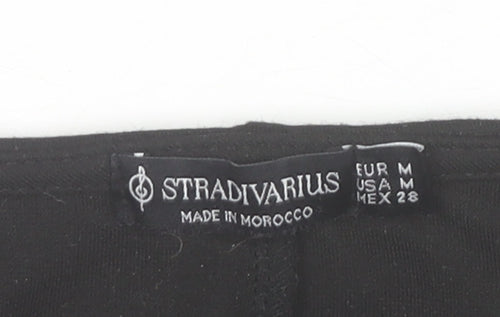 Stradivarius Women Black Shift Dress M Long Sleeve Button Workwear
