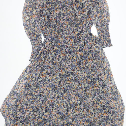 Gallery Women's Multicoloured Floral Midi Wrap Dress UK 10