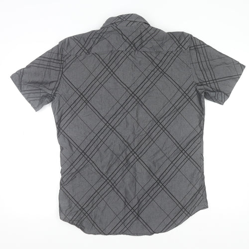 River Island Men’s Grey Check Short Sleeve Button-Up Shirt Size M