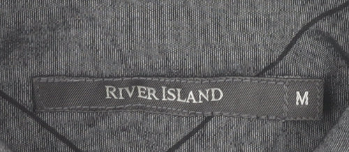 River Island Men’s Grey Check Short Sleeve Button-Up Shirt Size M