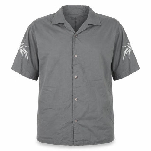 Richard Chang Men's Grey XL Short Sleeve Tribal Button-Up Shirt