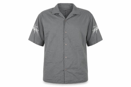 Front view of Richard Chang Men's Grey XL Short Sleeve Tribal Button-Up Shirt