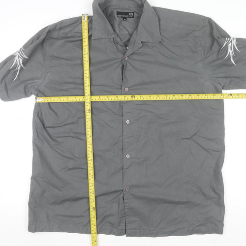 Richard Chang Men's Grey XL Short Sleeve Tribal Button-Up Shirt
