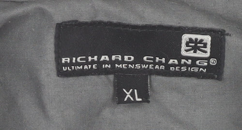 Richard Chang Men's Grey XL Short Sleeve Tribal Button-Up Shirt