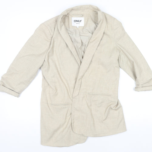 ONLY Women Beige Tailored Blazer Size 10 Slim Fit 3/4 Sleeve