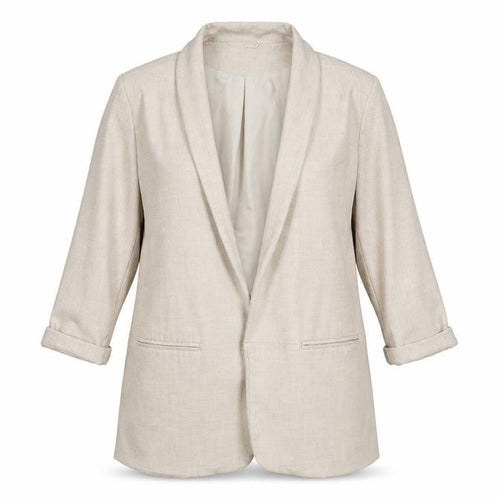 ONLY Women Beige Tailored Blazer Size 10 Slim Fit 3/4 Sleeve