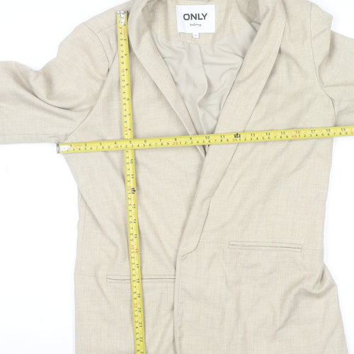 ONLY Women Beige Tailored Blazer Size 10 Slim Fit 3/4 Sleeve