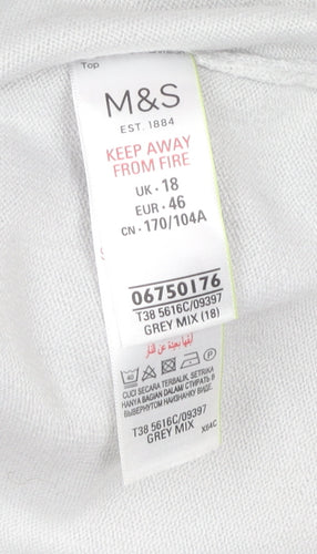 Marks and Spencer Women’s Grey Short Sleeve Knit Top Size 18