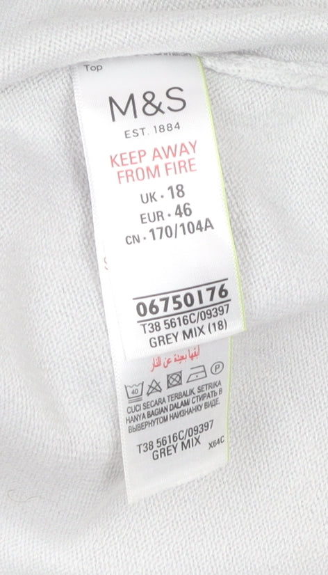 Marks and Spencer Women’s Grey Short Sleeve Knit Top Size 18