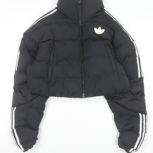 Adidas Women's Black Cropped Puffer Jacket Size 12