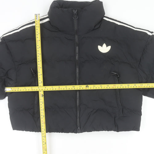Adidas Women's Black Cropped Puffer Jacket Size 12