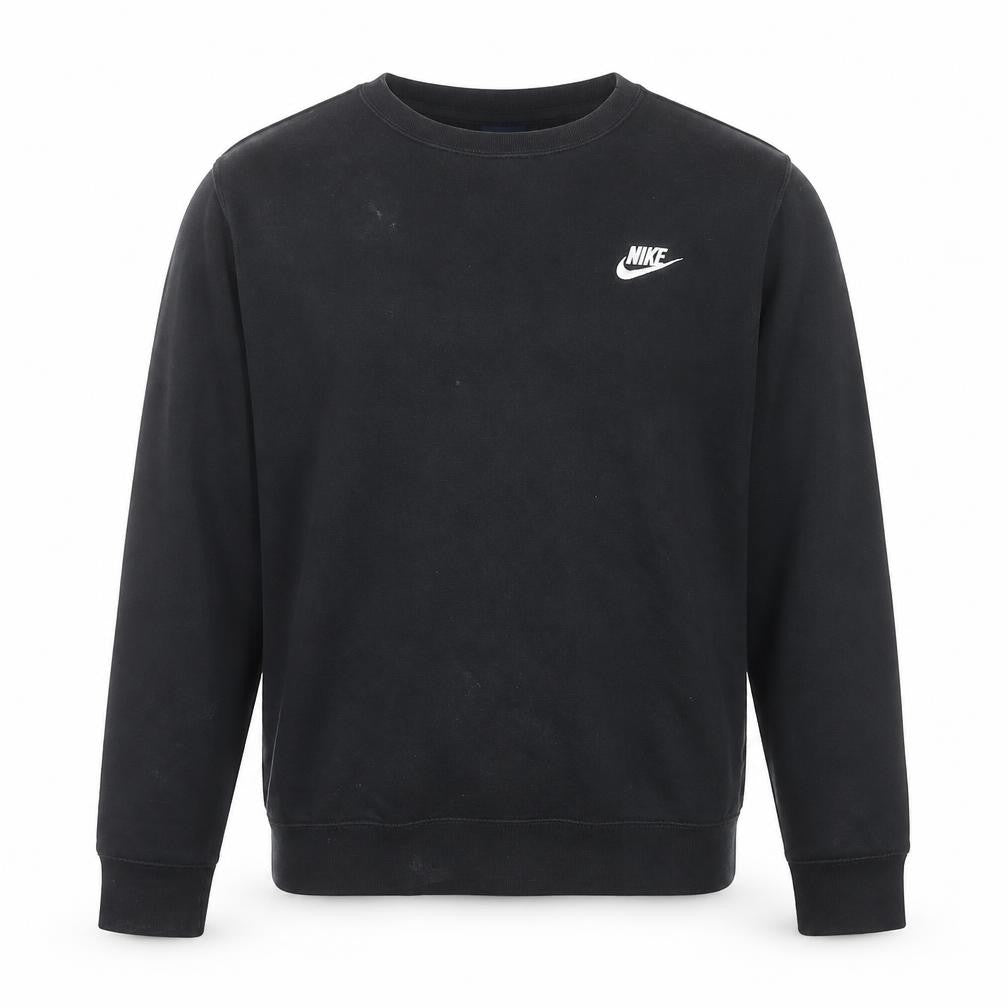 Front view of Nike Men's Black Crew Neck Pullover Sweatshirt, size S, Regular Fit