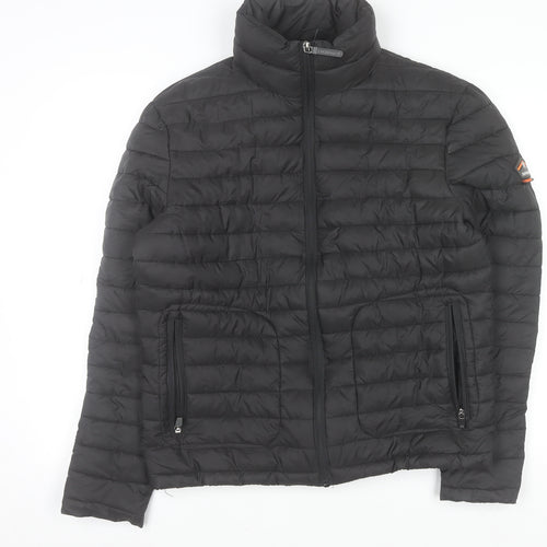 Superdry Men's Black Medium Puffer Jacket Winter Outdoor Full Zip