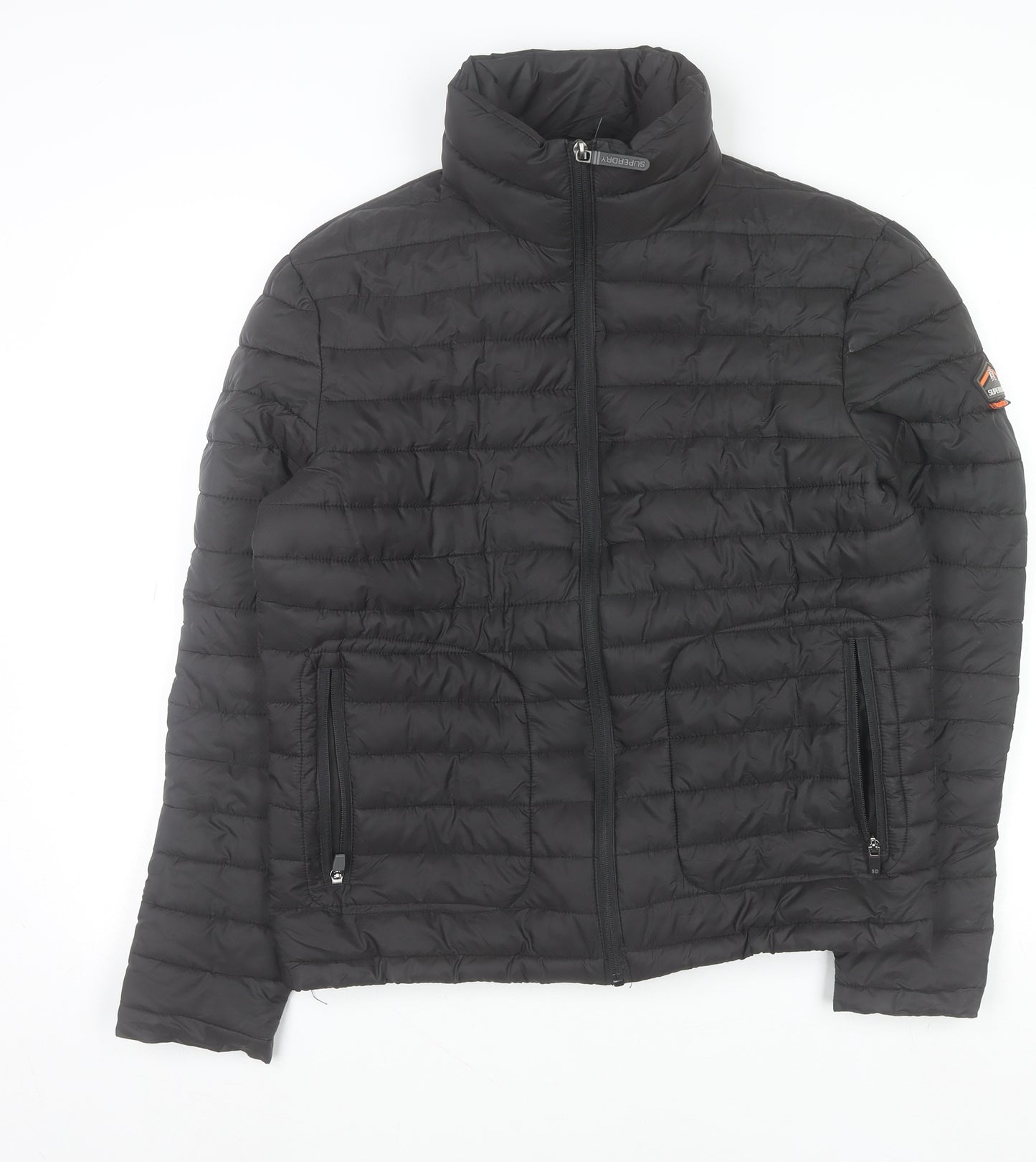 Superdry Men's Black Medium Puffer Jacket Winter Outdoor Full Zip