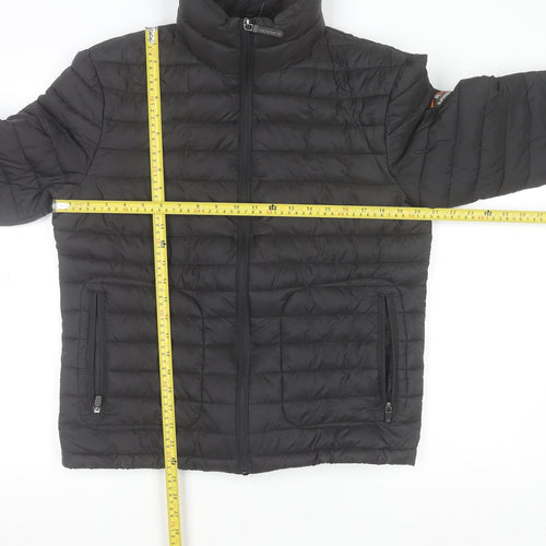 Superdry Men's Black Medium Puffer Jacket Winter Outdoor Full Zip