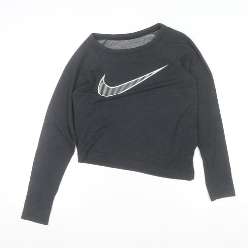 Nike Womens Black Cropped Dri-Fit Long Sleeve Sports Top XS