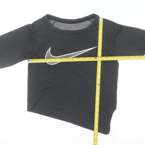 Nike Womens Black Cropped Dri-Fit Long Sleeve Sports Top XS