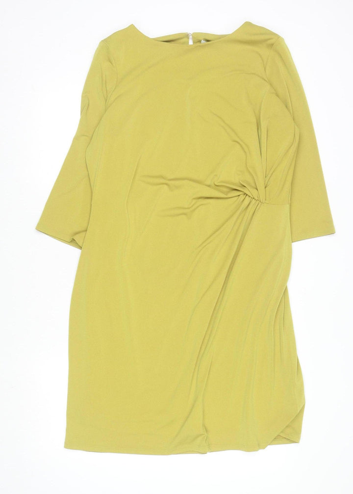 Marks and Spencer Women Green Size 18 Ruched Sheath Dress