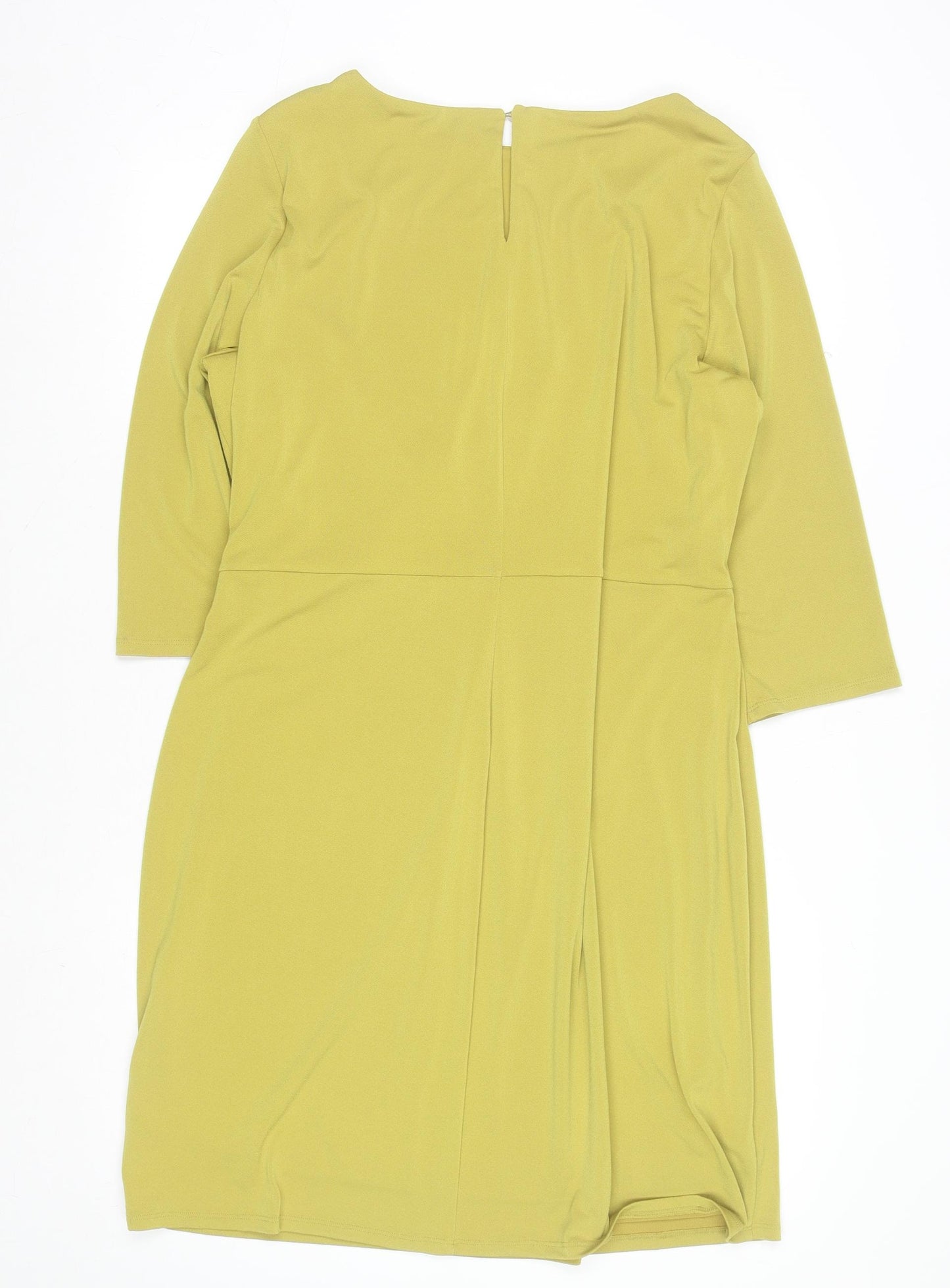 Marks and Spencer Women Green Size 18 Ruched Sheath Dress